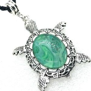 Handmade necklace NSN Turtle with hand painted glass dome